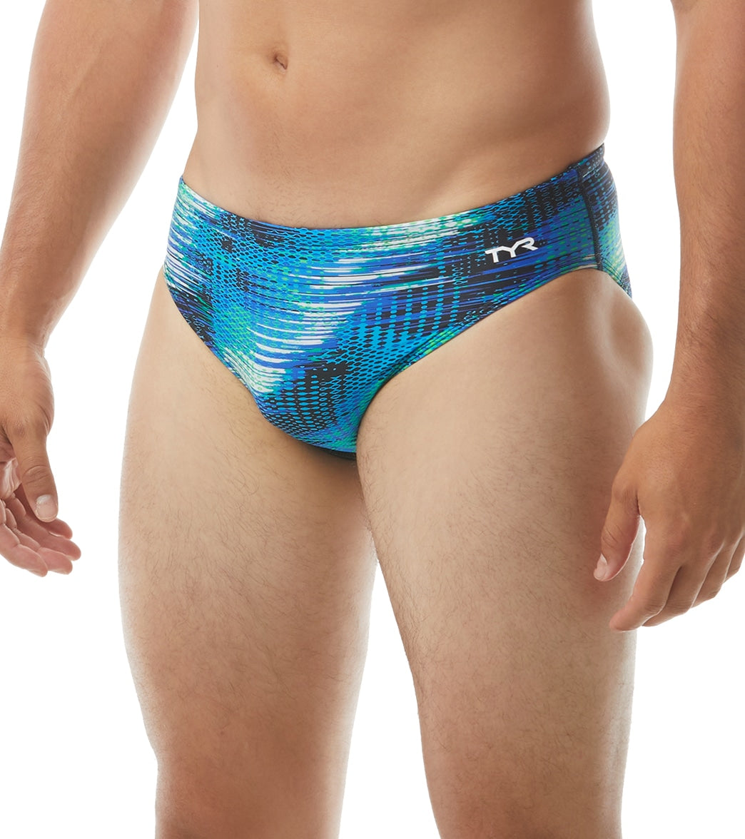 TYR Men's Surge Racer Brief Swimsuit Blue/Green