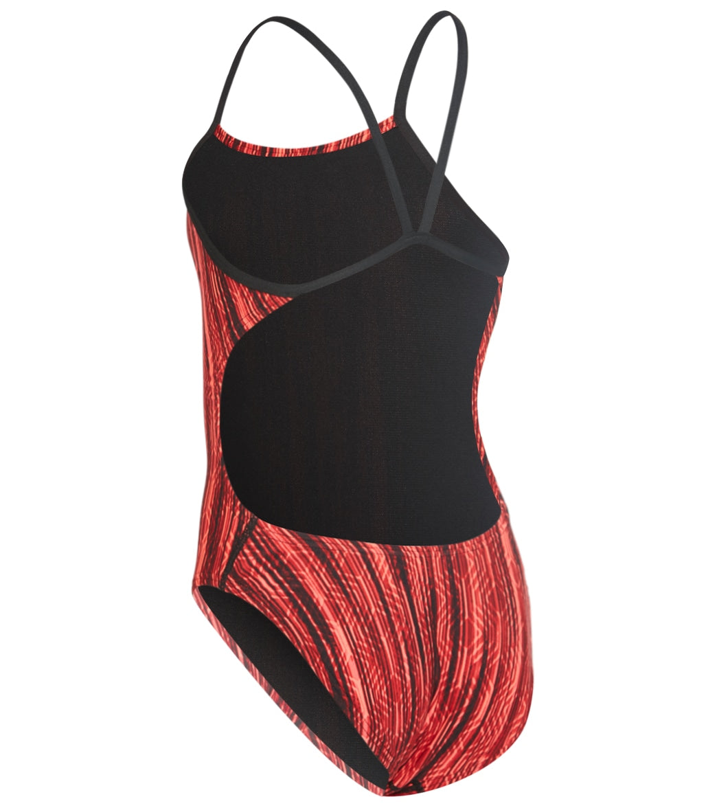 The Finals Girls' Zircon Swan Back One Piece Swimsuit Red