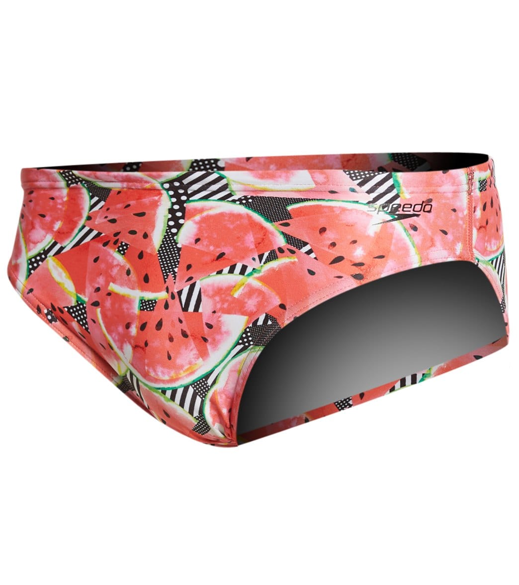 Speedo Men's Printed Brief Swimsuit Deep Coral