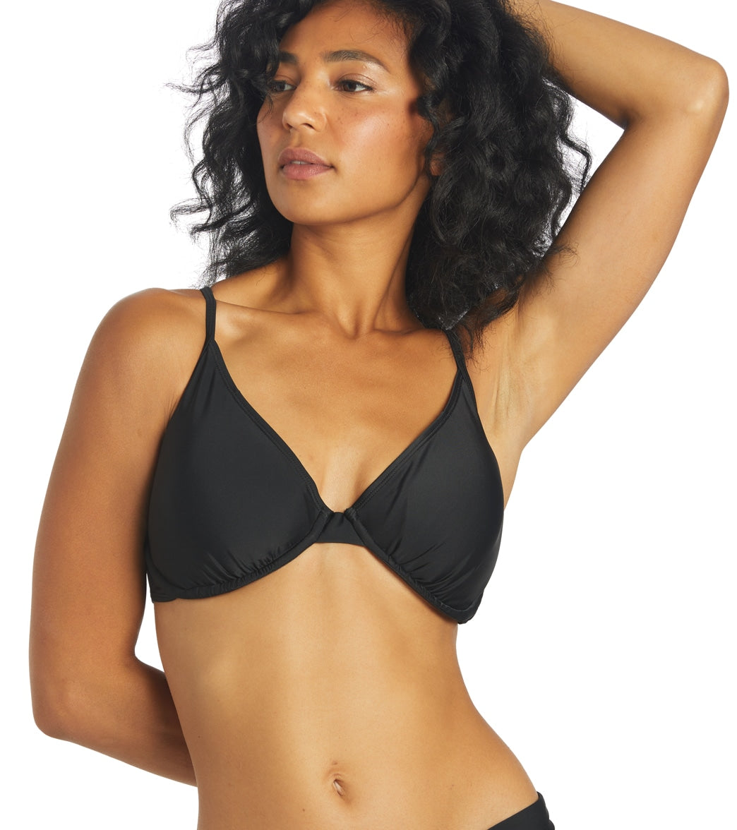 Sporti Solid Underwire Bikini Top (D/DD/E/F)  Black