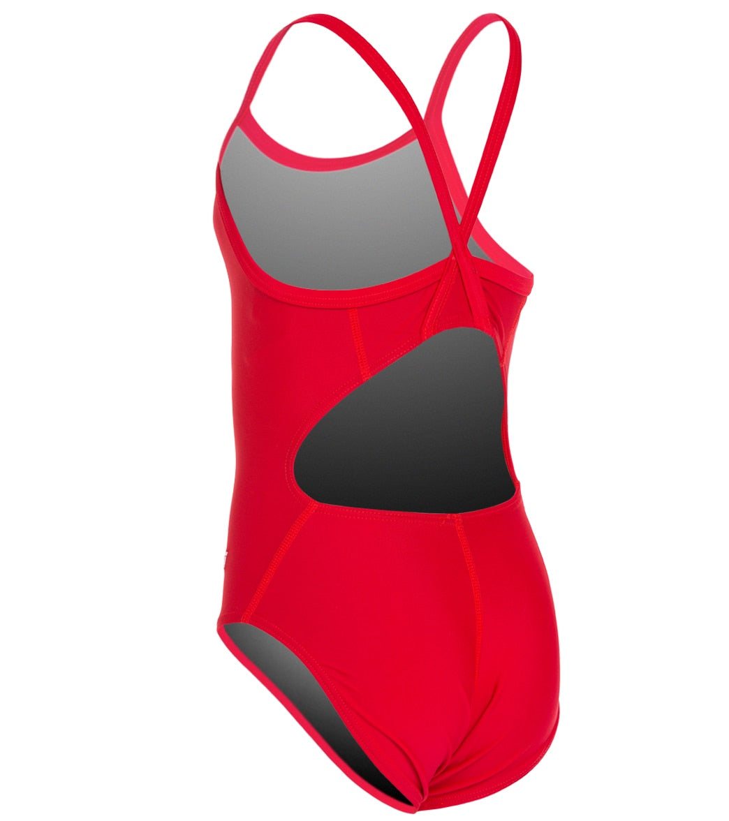 Sporti Solid Thin Strap One Piece Swimsuit Youth (22-28) Red