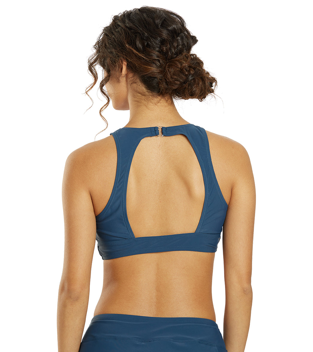 Sporti Active High Neck Crop Bikini Top Stone Blue