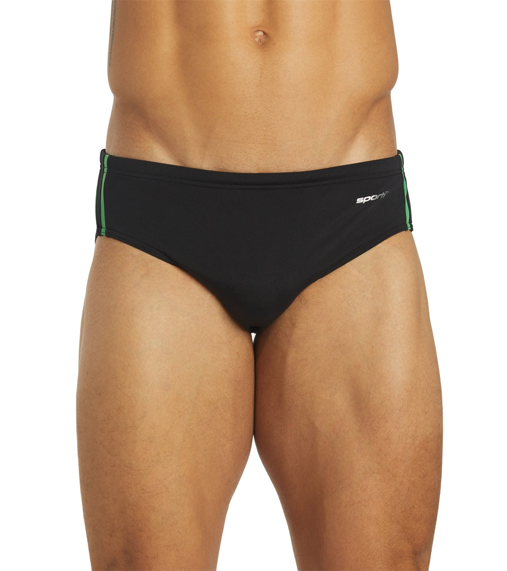 Sporti HydroLast Splice Brief Swimsuit (22-40) Black/Kelly Green