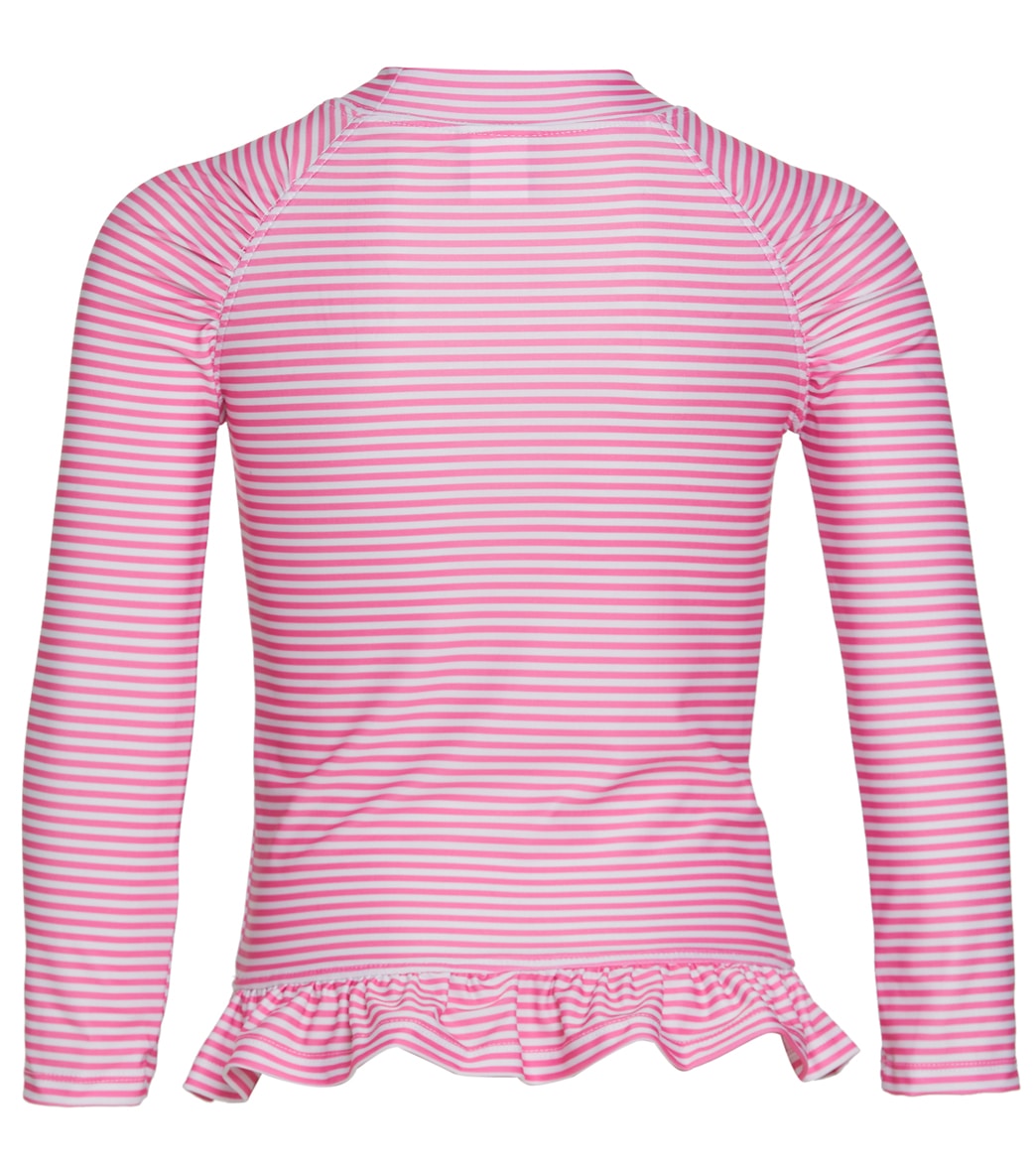 Flap Happy Girls' Preppy Pink Stripe UPF 50+ Rash Guard (Baby, Toddler, Little Kid) Preppy Pink Stripe