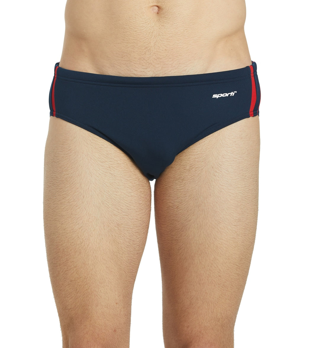 Sporti HydroLast Splice Brief Swimsuit (22-40) Navy/Red