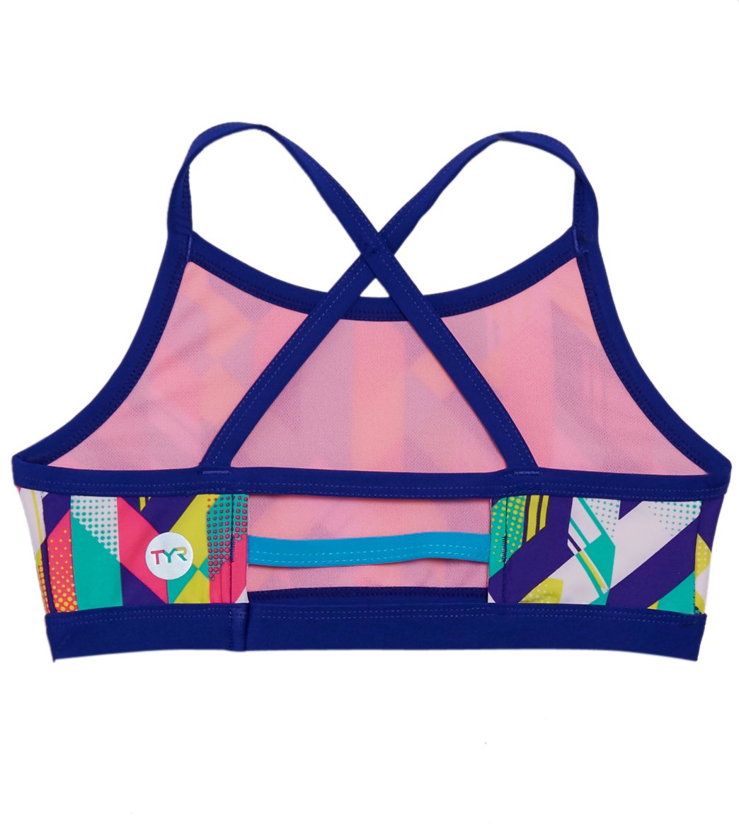 TYR Girls' Paint Party Trinity Bikini Top (Big Kid) Multi