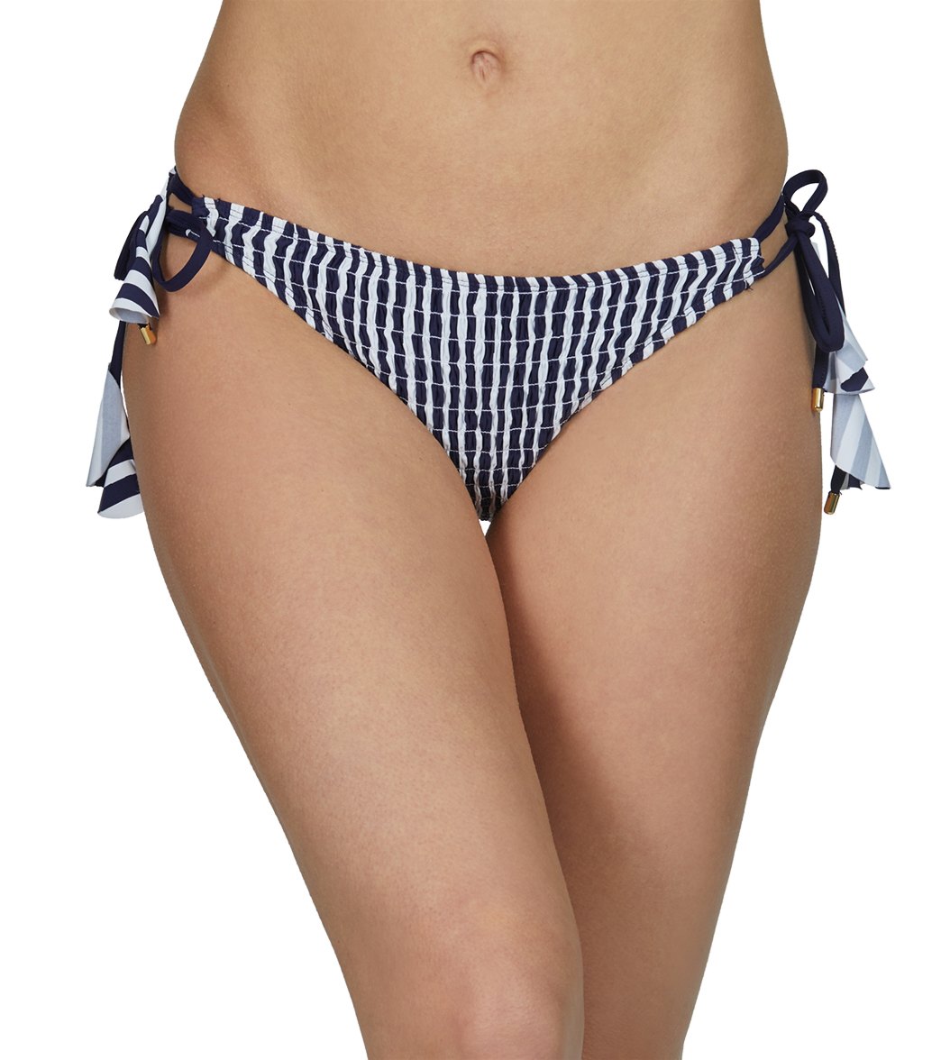 Anne Cole Don't Smock Me Loop String Bikini Bottom Navy White