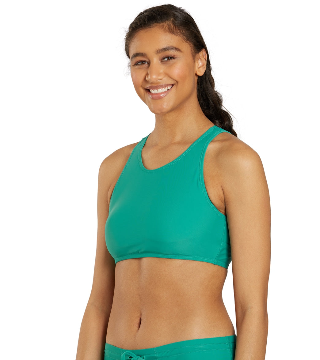 Sporti Active High Neck Crop Bikini Top Jade