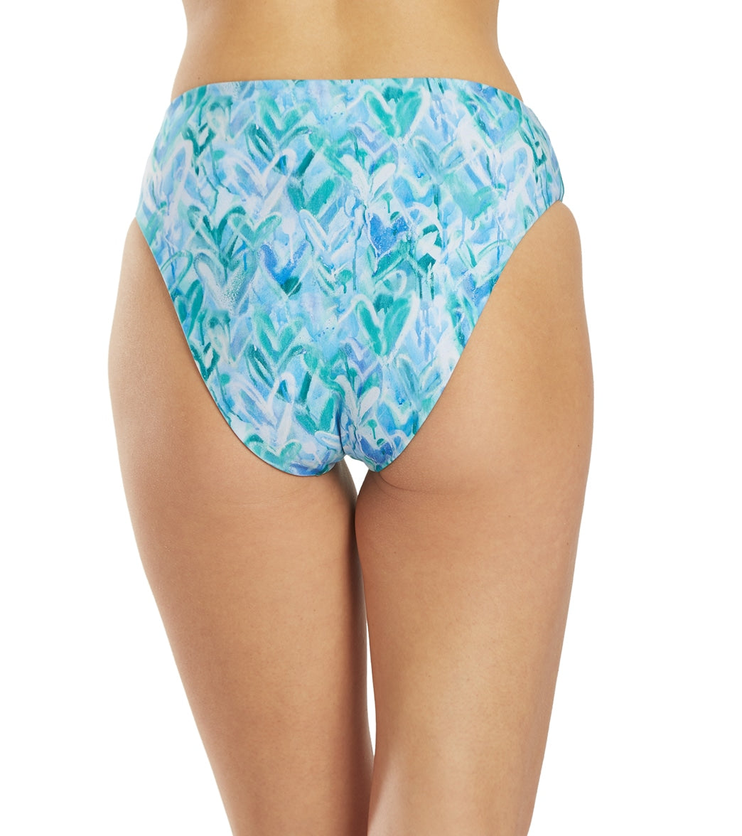 Splendid Women's Graffiti Reversible High Waist Bikini Bottom Blu