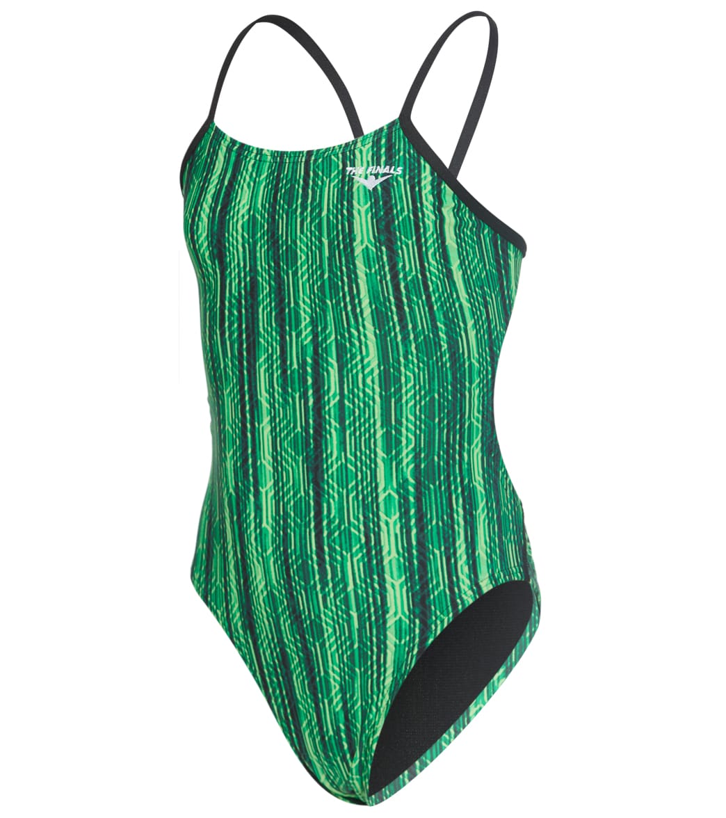 The Finals Girls' Zircon Swan Back One Piece Swimsuit Green