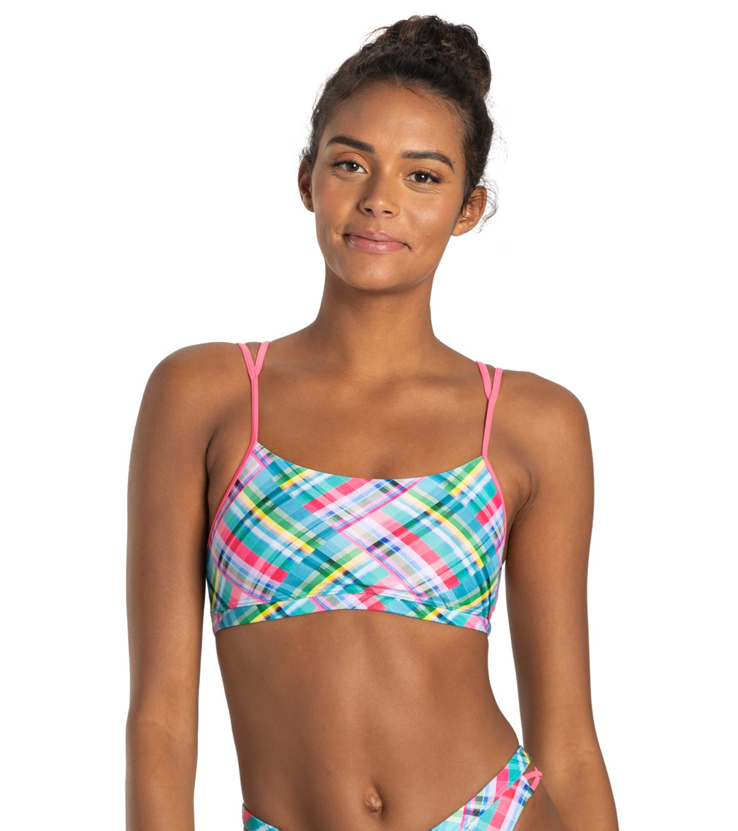 Sporti x Alex Walsh Madras Mania Tracy Double Strap Bikini Top