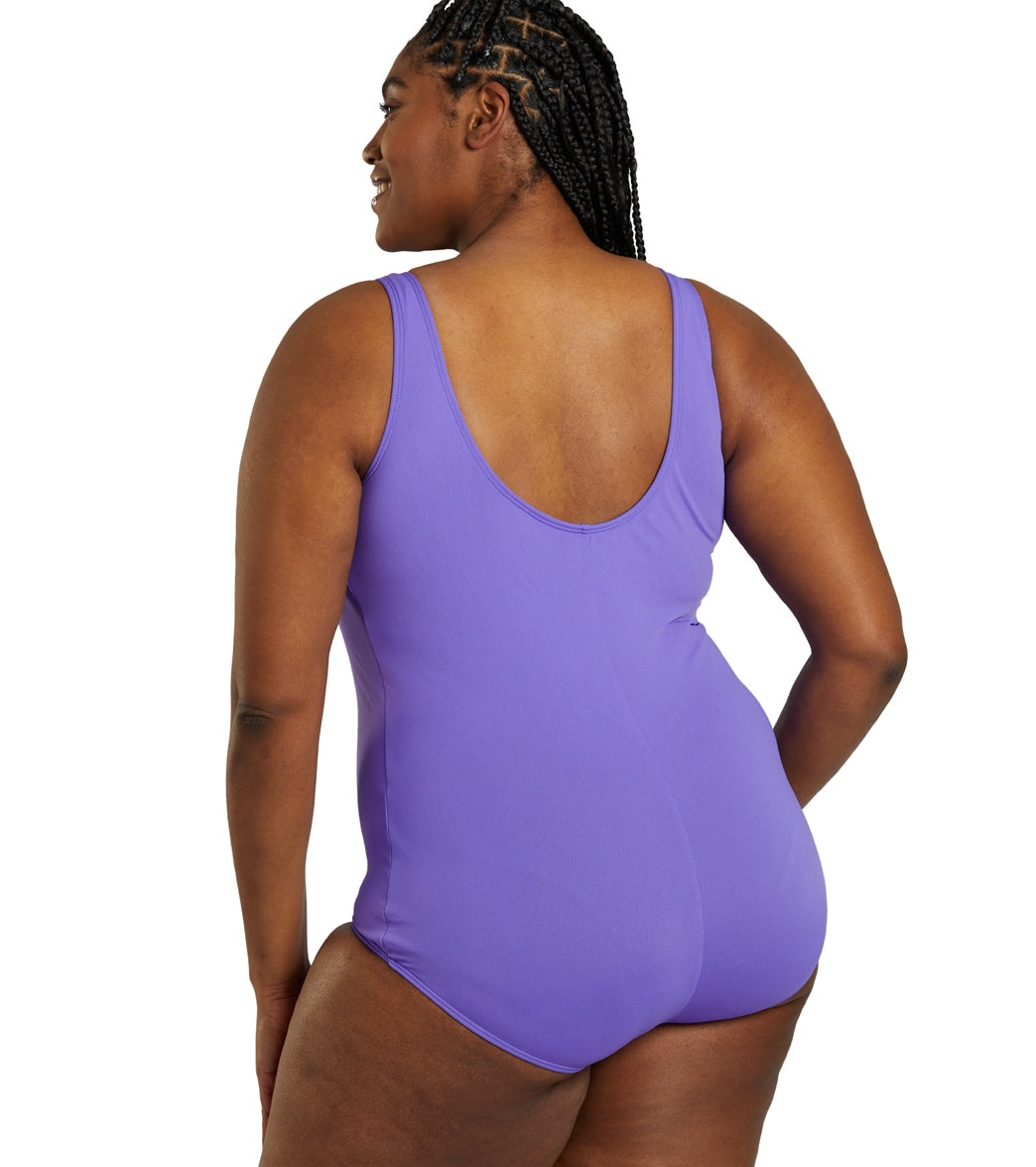 Sporti Plus Size HydroLast Chlorine Resistant Moderate Scoop Back One Piece Swimsuit