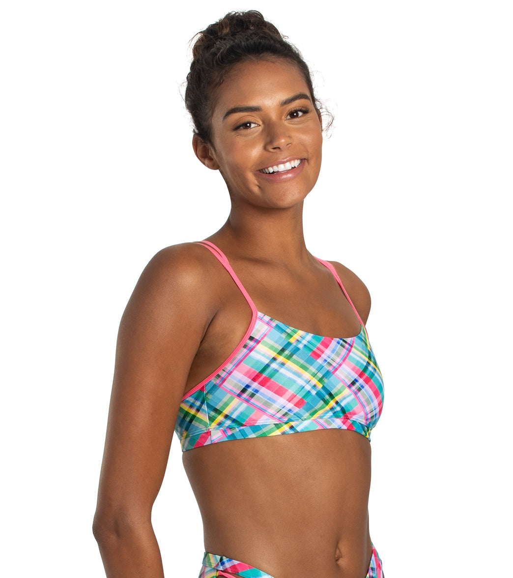 Sporti x Alex Walsh Madras Mania Tracy Double Strap Bikini Top