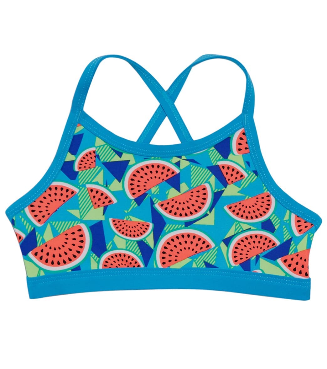 TYR Girls' Tutti Fruitti Trinity Bikini Top (Big Kid)  Turquoise