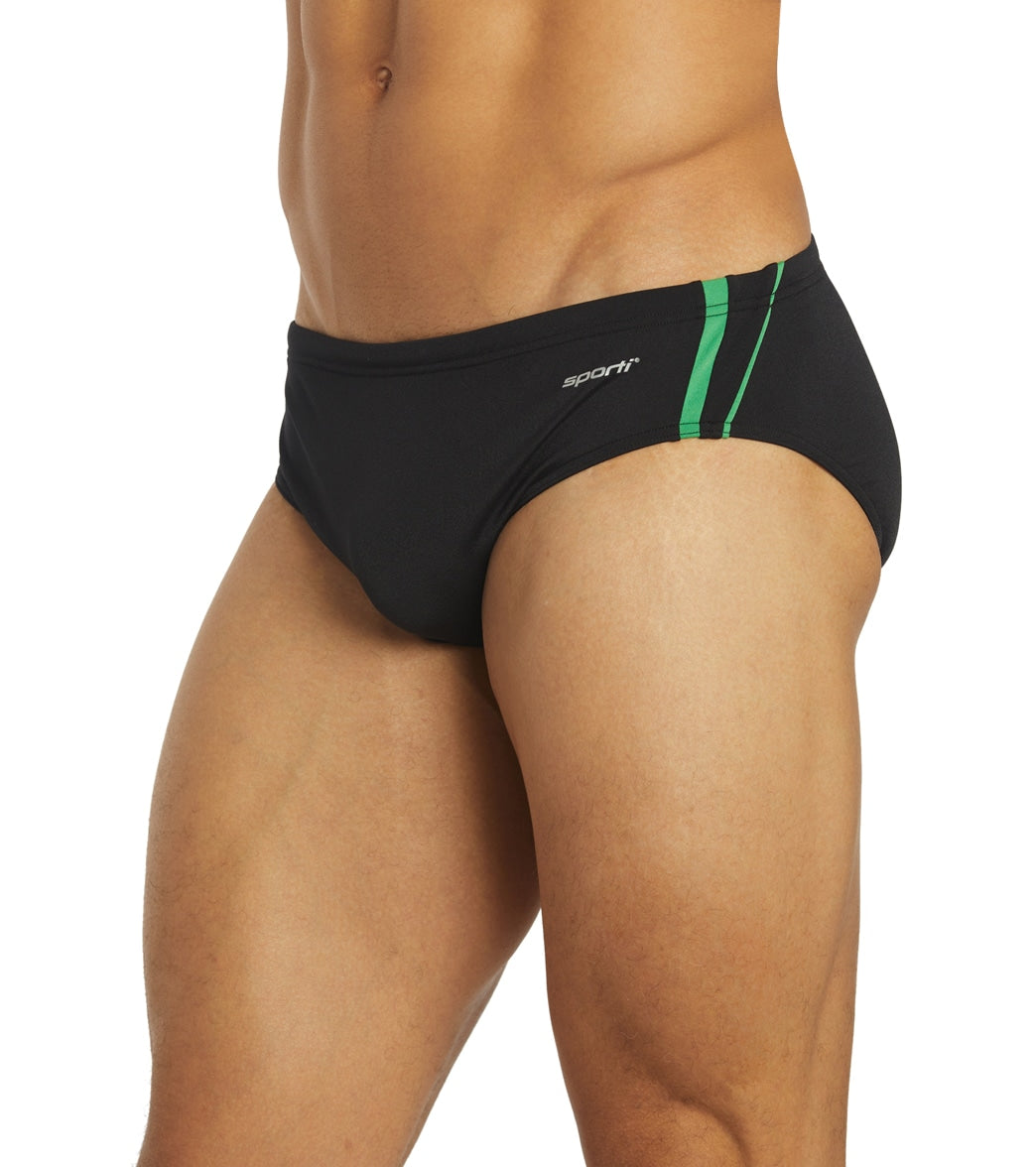 Sporti HydroLast Splice Brief Swimsuit (22-40) Black/Kelly Green