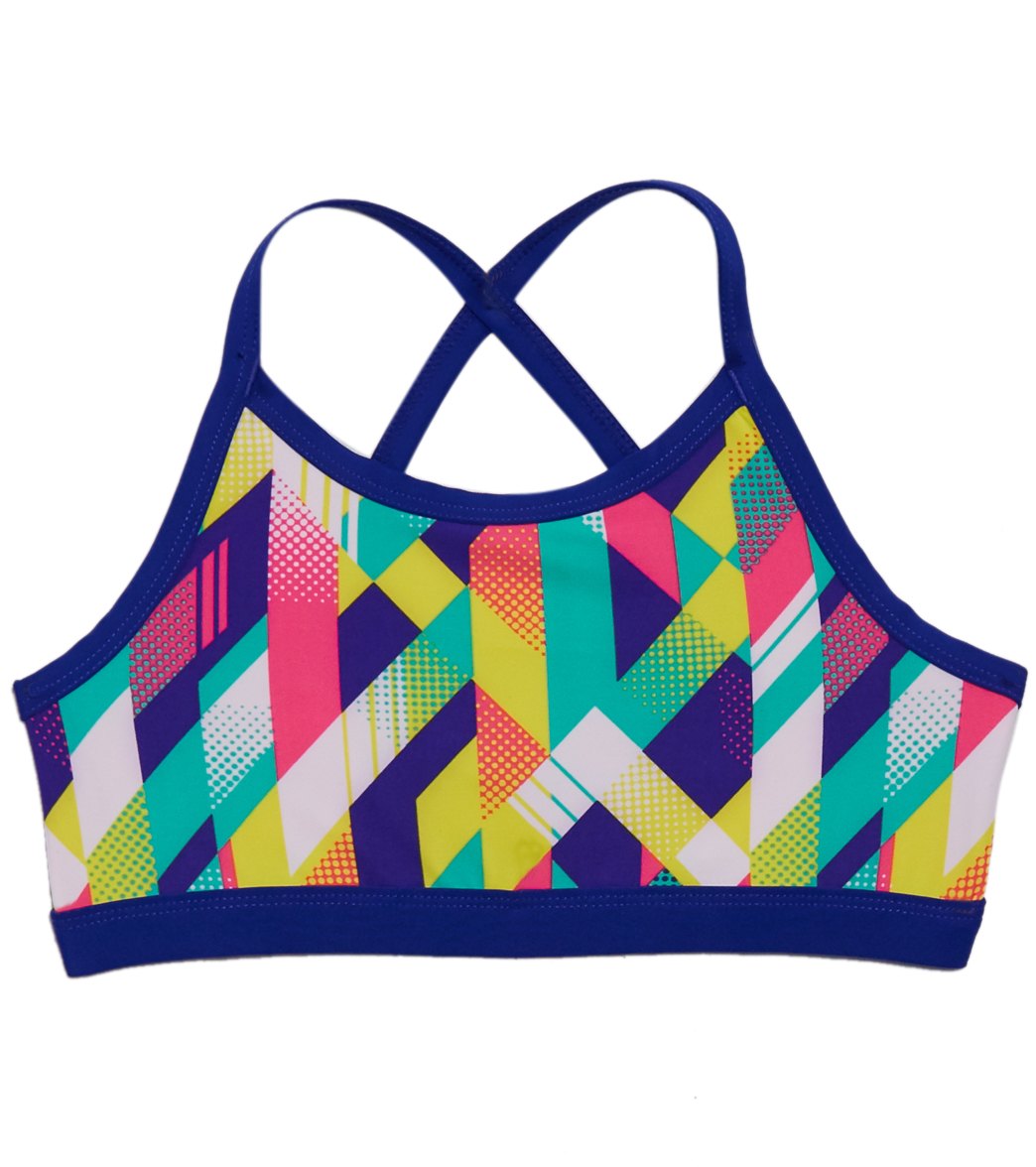 TYR Girls' Paint Party Trinity Bikini Top (Big Kid) Multi