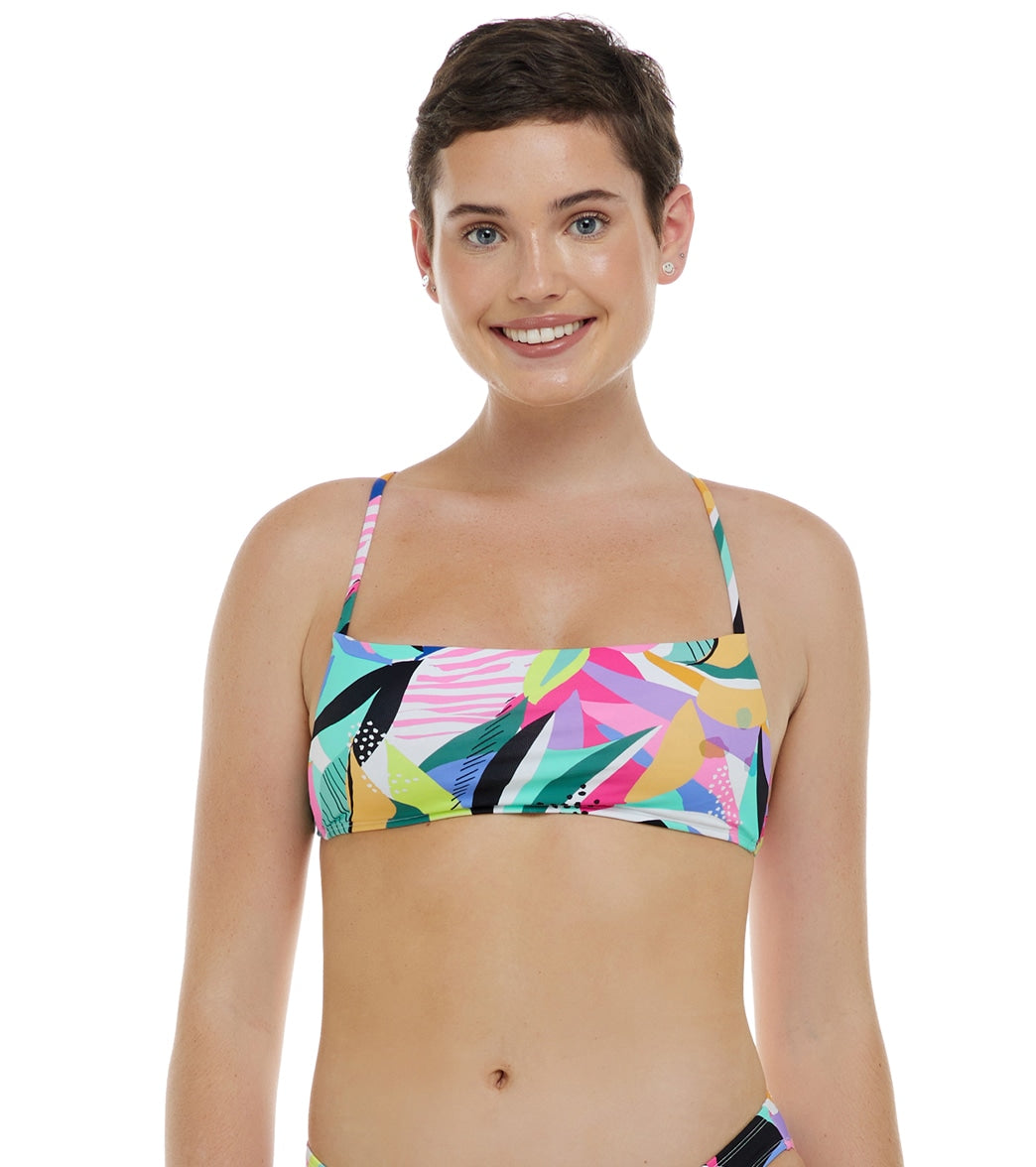 Eidon Women's Joyful Rose Bandeau Bikini Top Multi