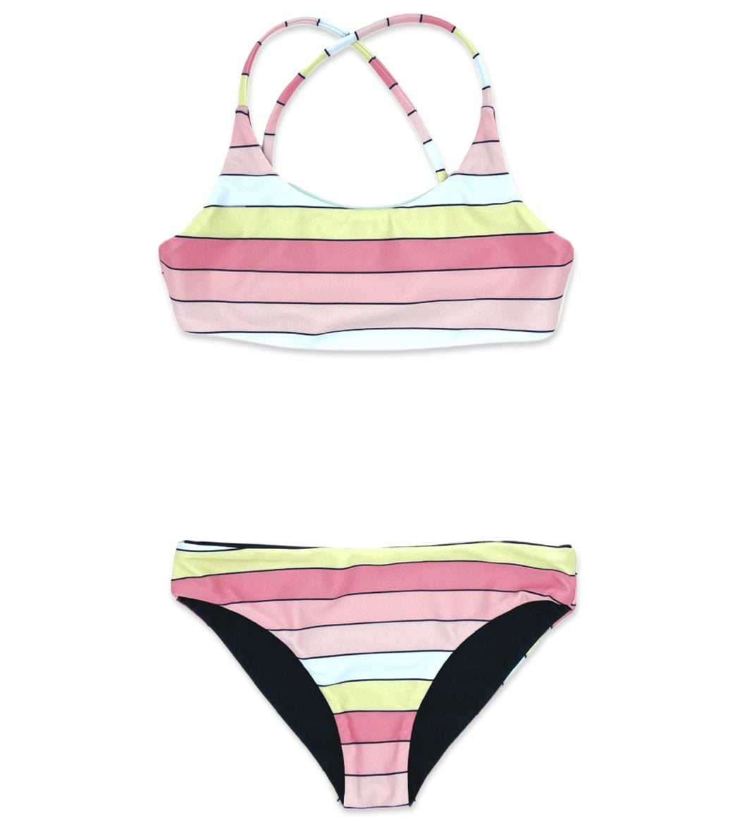 Feather 4 Arrow Girls' Waverly Reversible Two Piece Bikini Set (Toddler, Little Kid, Big Kid) Sunset Stripe