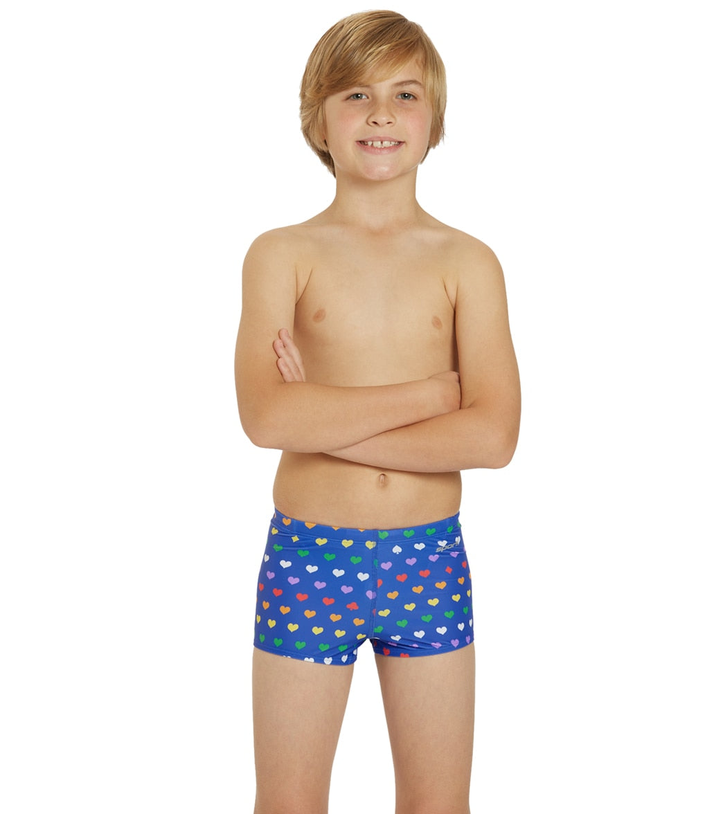 Sporti Rainbow Heart Square Leg Swimsuit Youth (22-28) Rainbow Heart