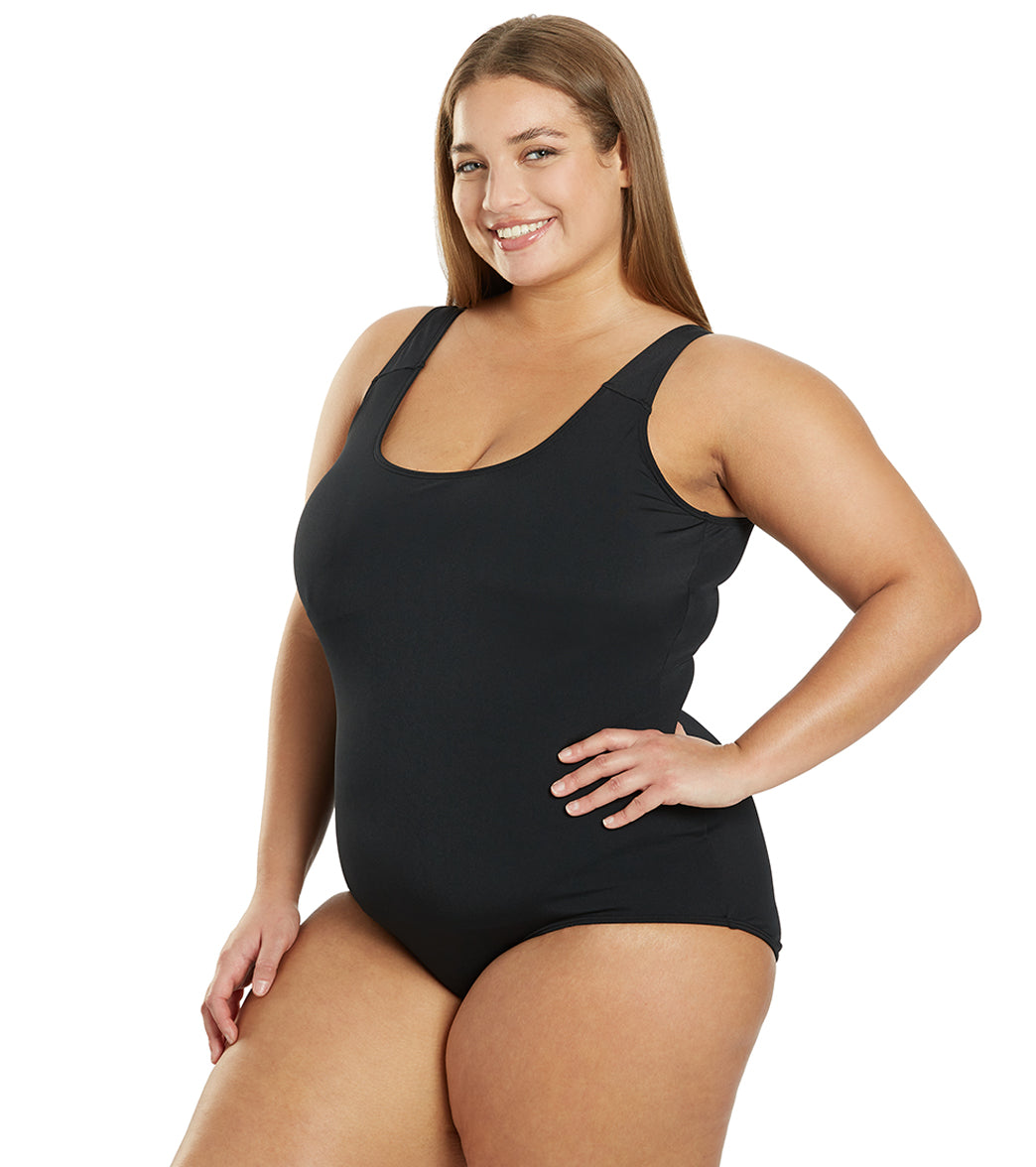 Sporti Plus Size HydroLast Chlorine Resistant Moderate Scoop Back One Piece Swimsuit