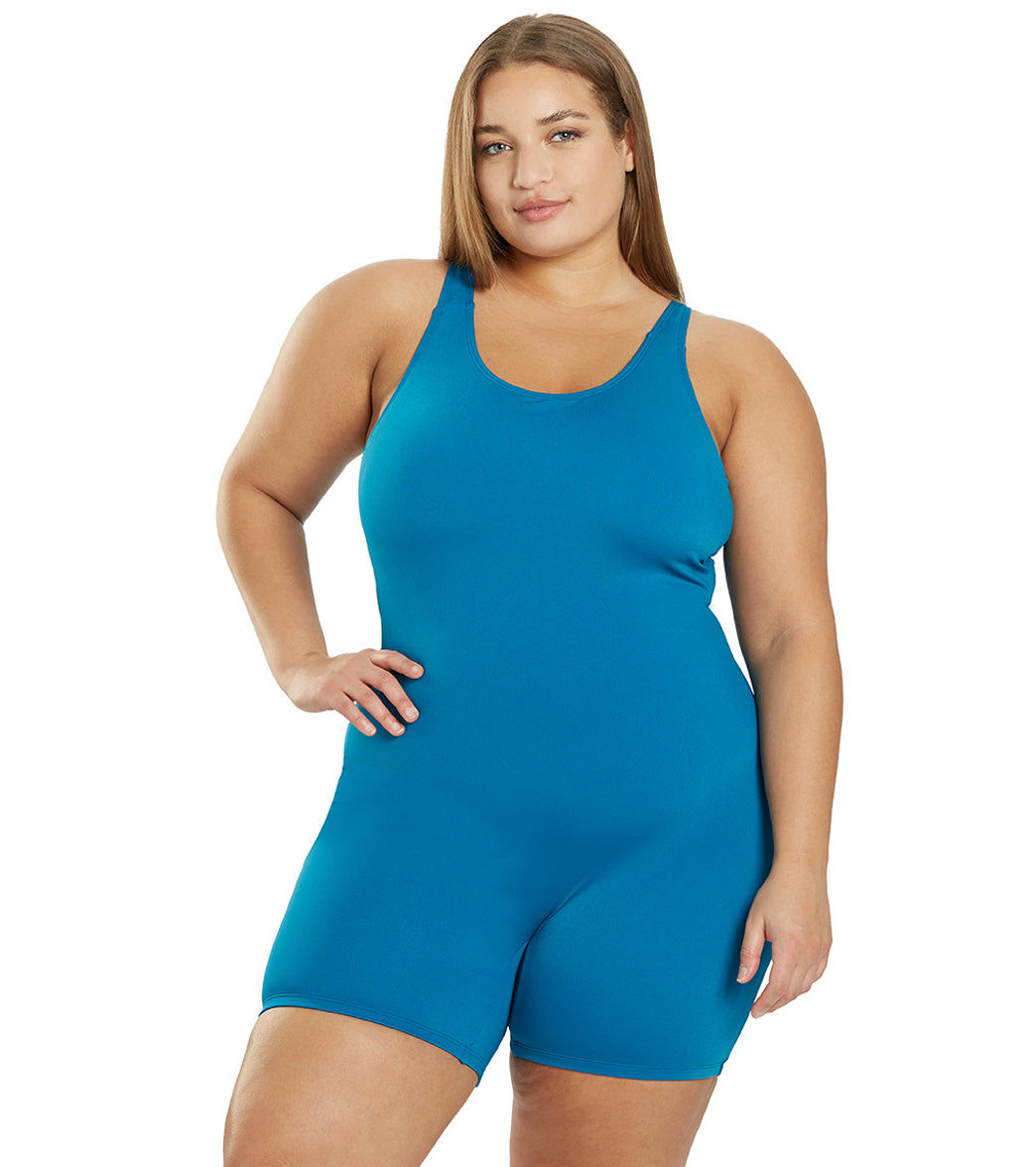 Sporti Plus Size HydroLast Chlorine Resistant Scoop Back Unitard One Piece Swimsuit