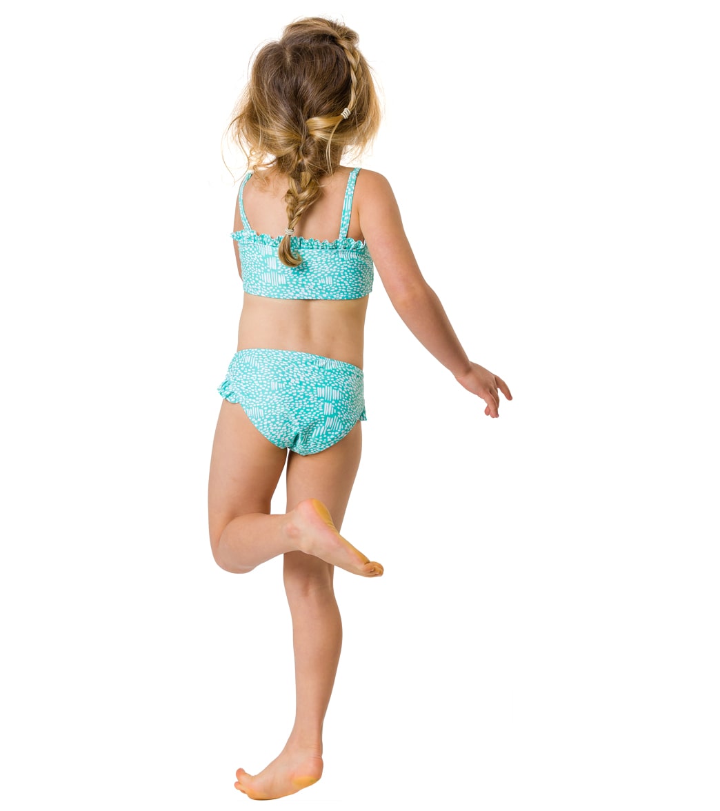 Snapper Rock Girls' Spearmint Spot Frilled Bandeau Bikini Set (Toddler, Little Kid, Big Kid)