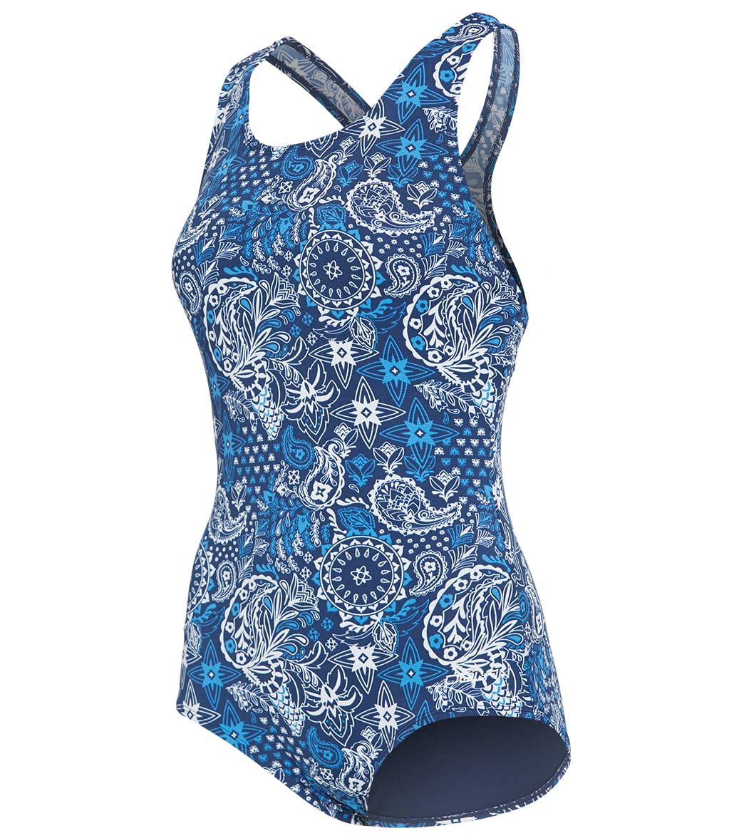 Dolfin Women's Aquashape Santorini Conservative Lap Swimsuit Santorini