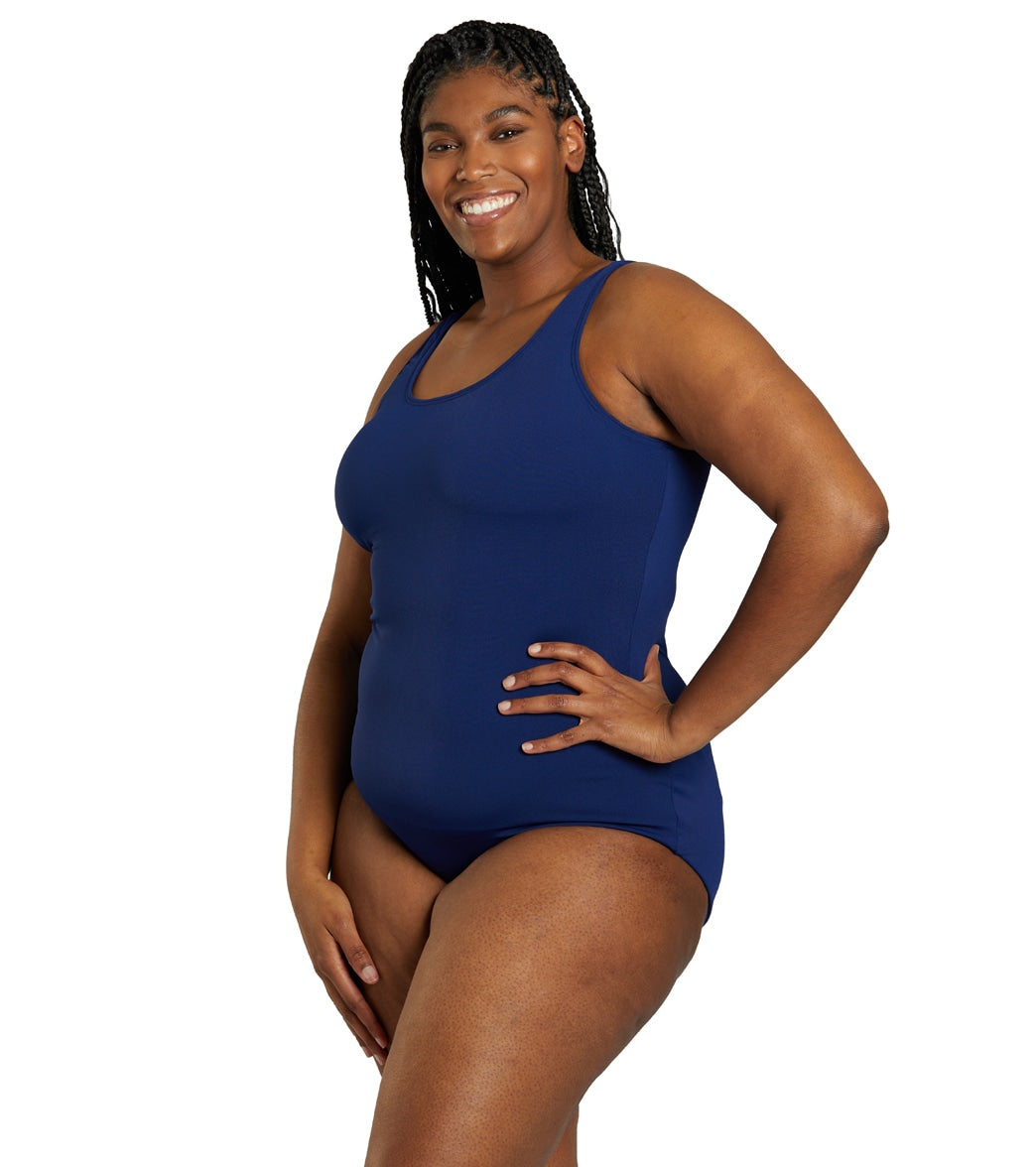 Sporti Plus Size HydroLast Chlorine Resistant Moderate Scoop Back One Piece Swimsuit