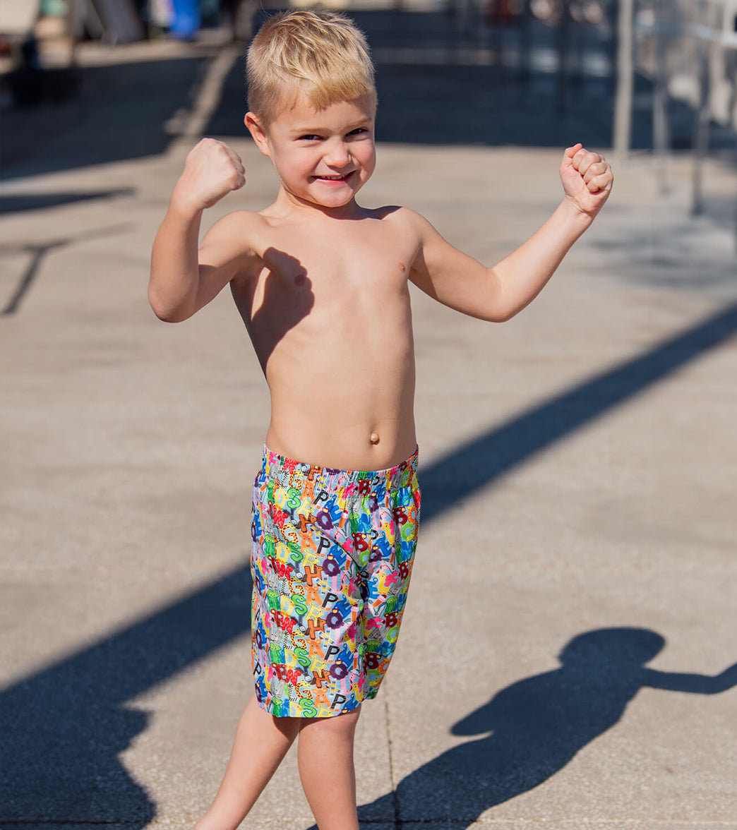 Dolfin Doflin Boys' Printed Elastic Waist Swim Trunks (Toddler, Little Kid)