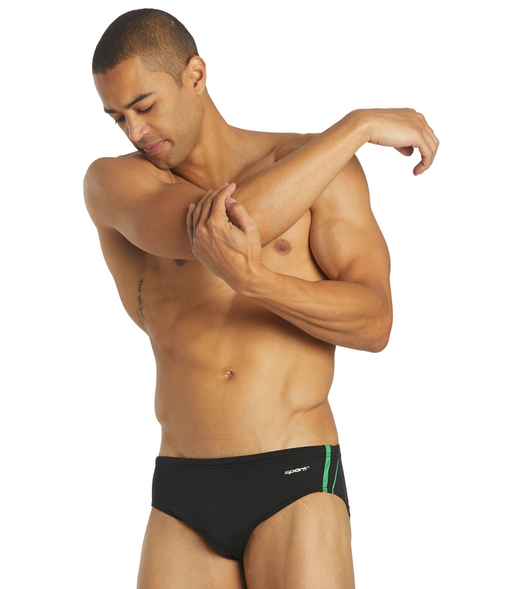 Sporti HydroLast Splice Brief Swimsuit (22-40) Black/Kelly Green