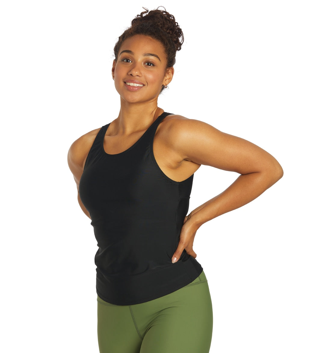 Sporti Active High Neck Tankini Top Black