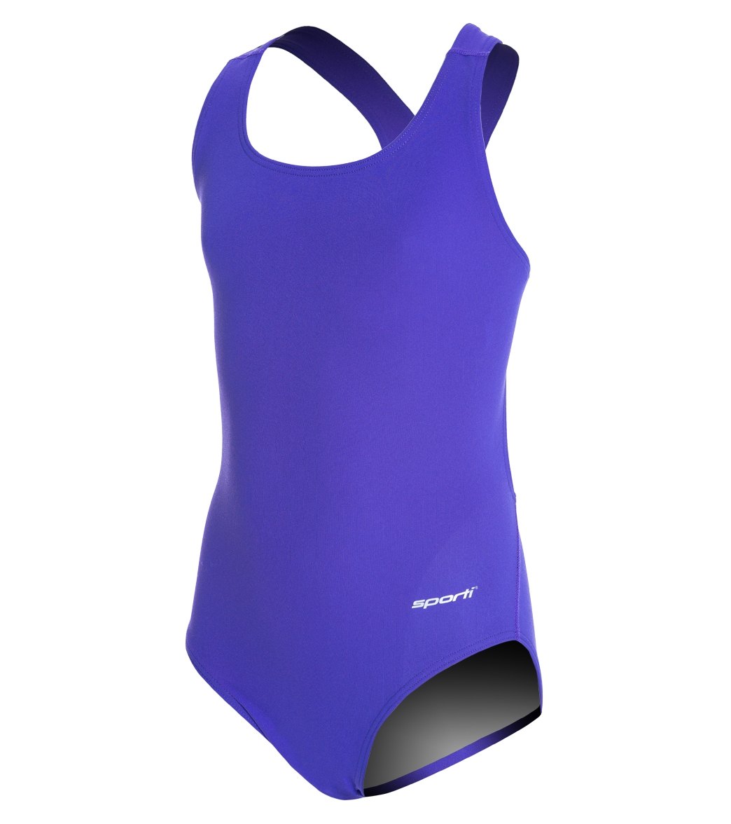 Sporti HydroLast Solid Wide Strap One Piece Swimsuit Youth (22-28) Purple