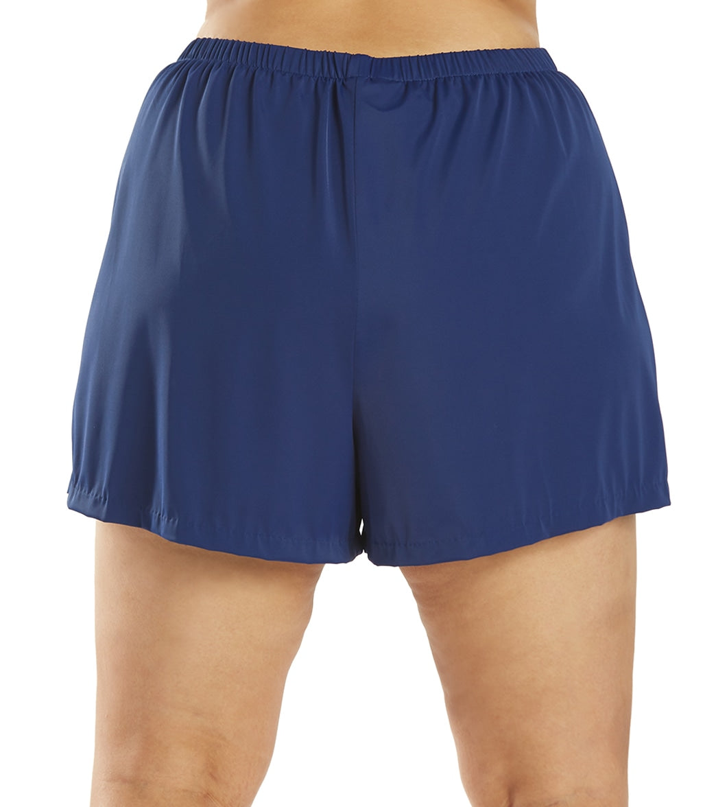 Maxine Plus Size Solid Swim Short  Navy