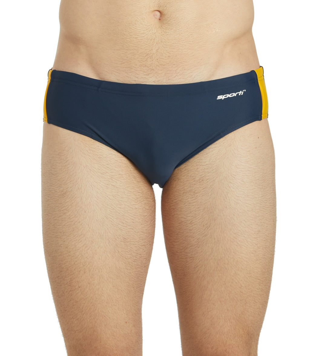 Sporti Piped Splice Brief Swimsuit (22-40) Navy/Gold