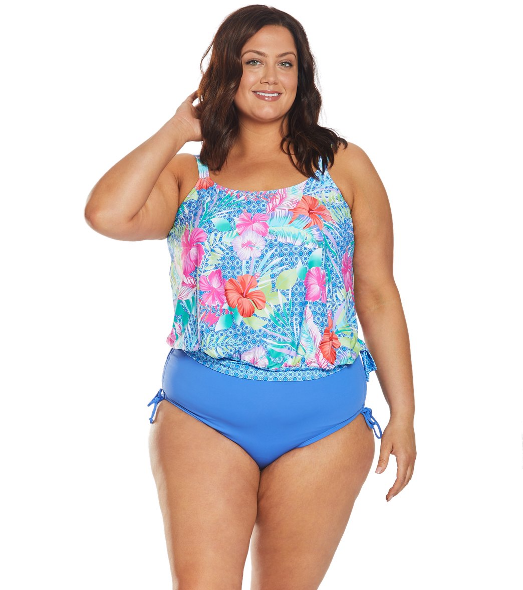 Beach House Plus Size Solid Hayden High Waisted Adjustable Side Bikini Bottom