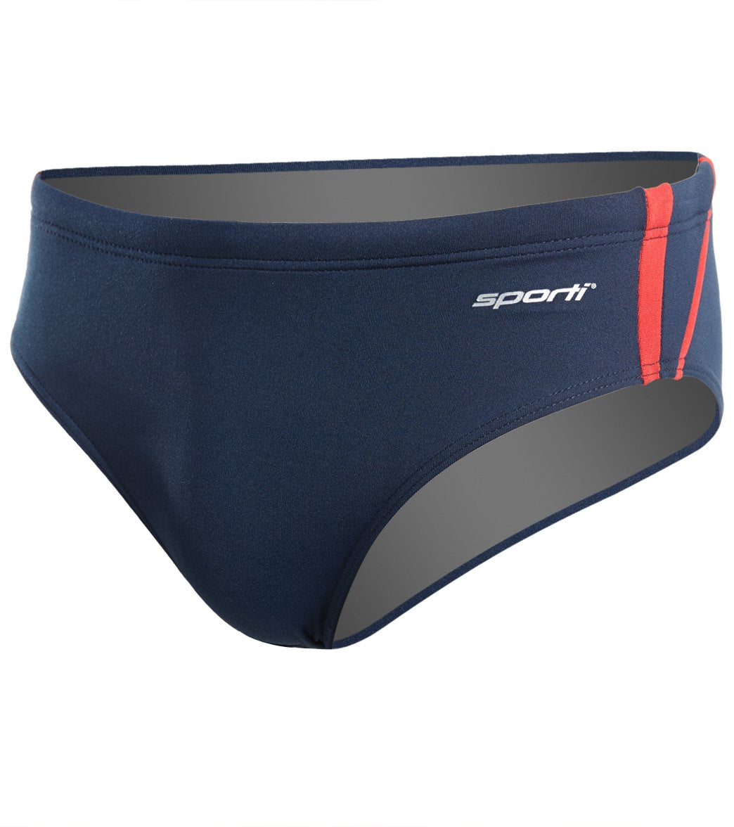 Sporti HydroLast Splice Brief Swimsuit Youth (22-28) Navy/Red