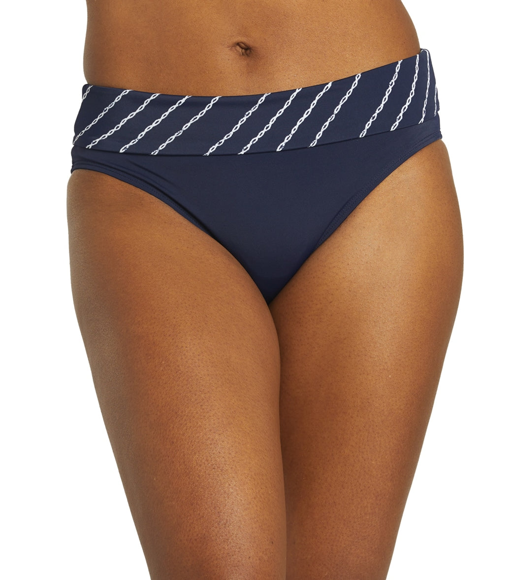 Amoena Women's Timeless Chic High Waist Bikini Bottom Blue/White