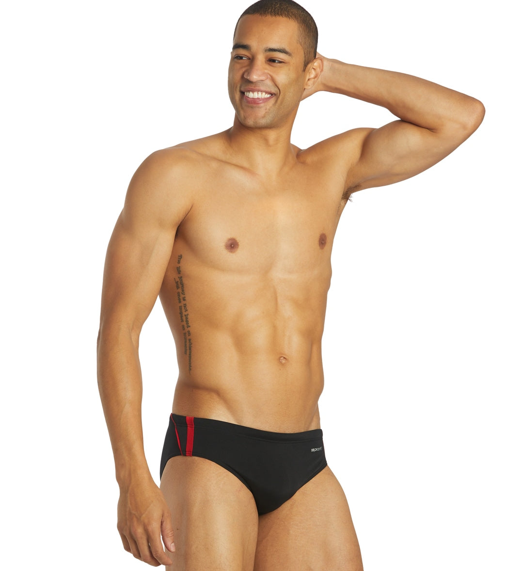 Sporti HydroLast Splice Brief Swimsuit (22-40) Black/Red