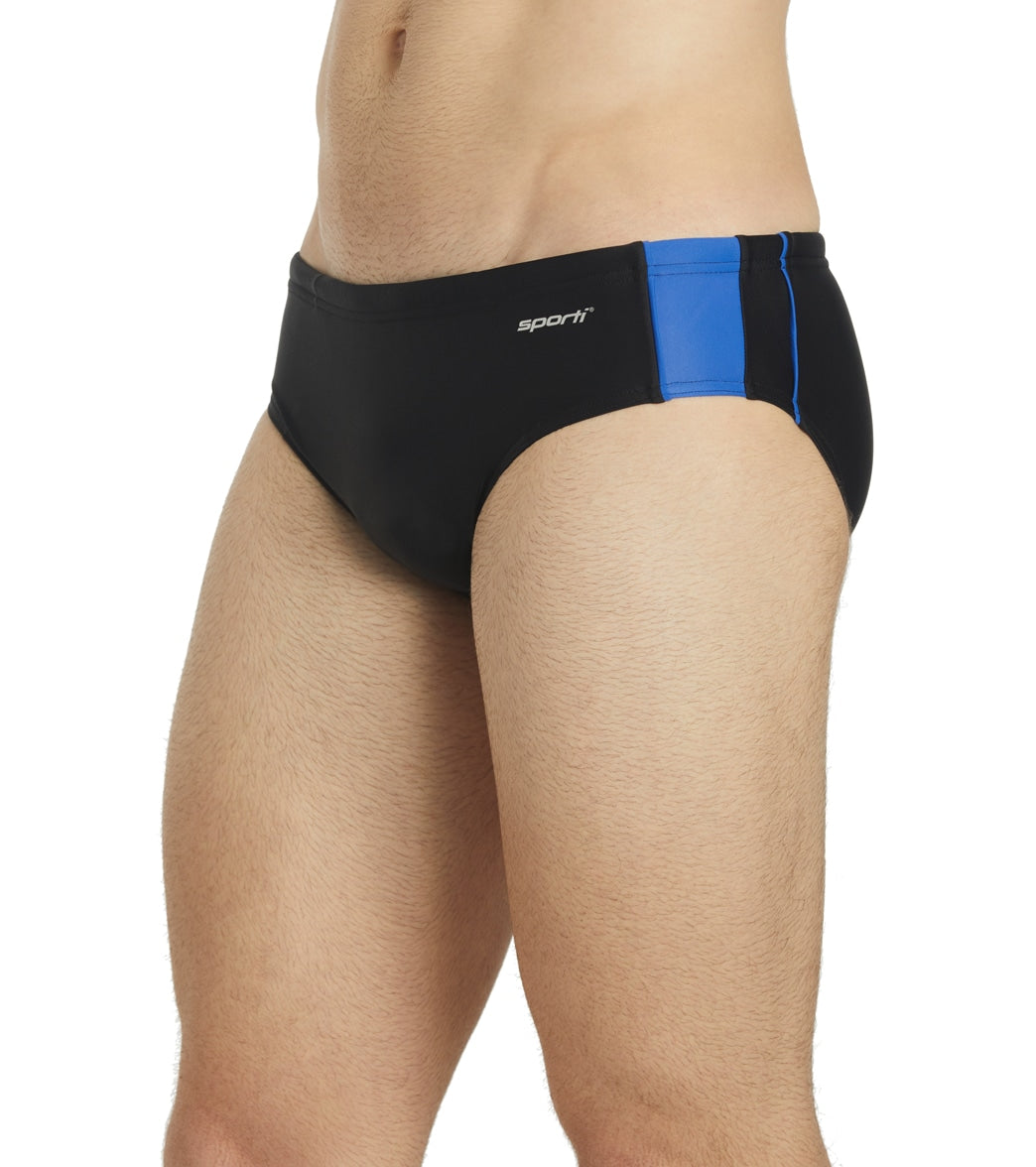 Sporti Piped Splice Brief Swimsuit (22-40) Black/Royal