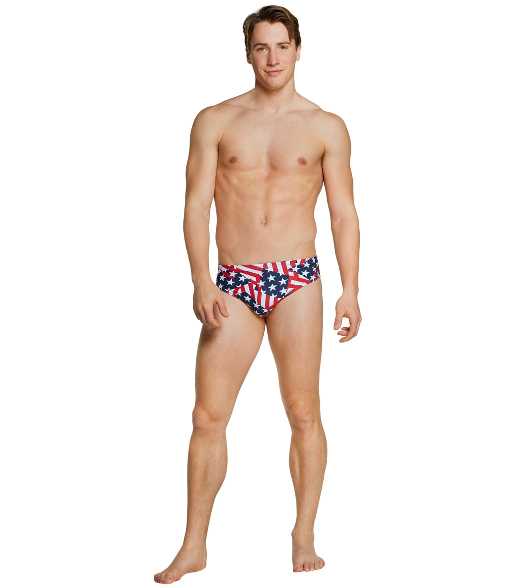 Speedo Men's Printed Brief Swimsuit Red/White/Blue