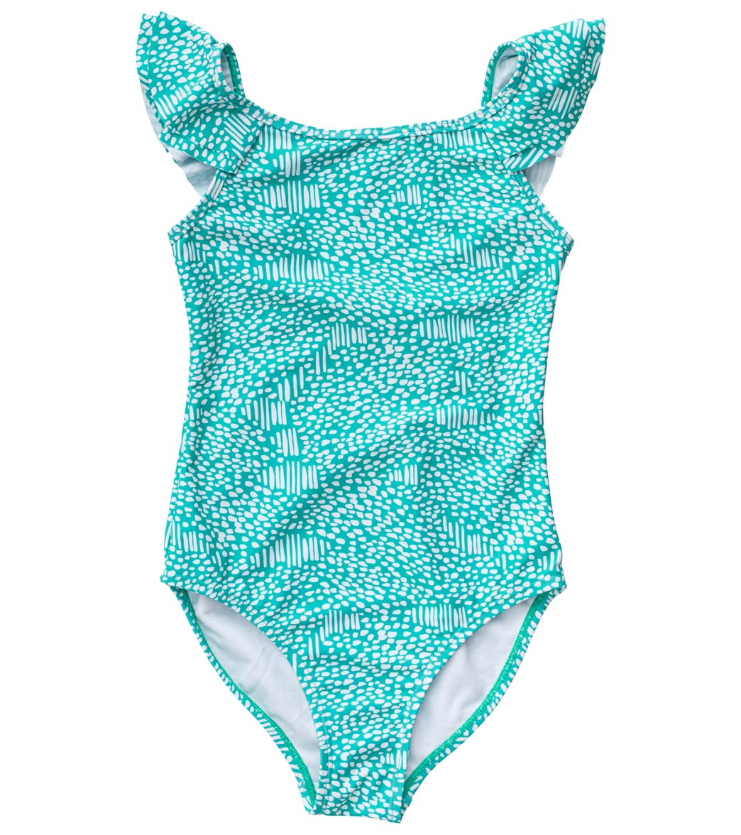 Snapper Rock Girls' Spearmint Spot Flutter Swimsuit (Toddler, Little Kid, Big Kid) Mint