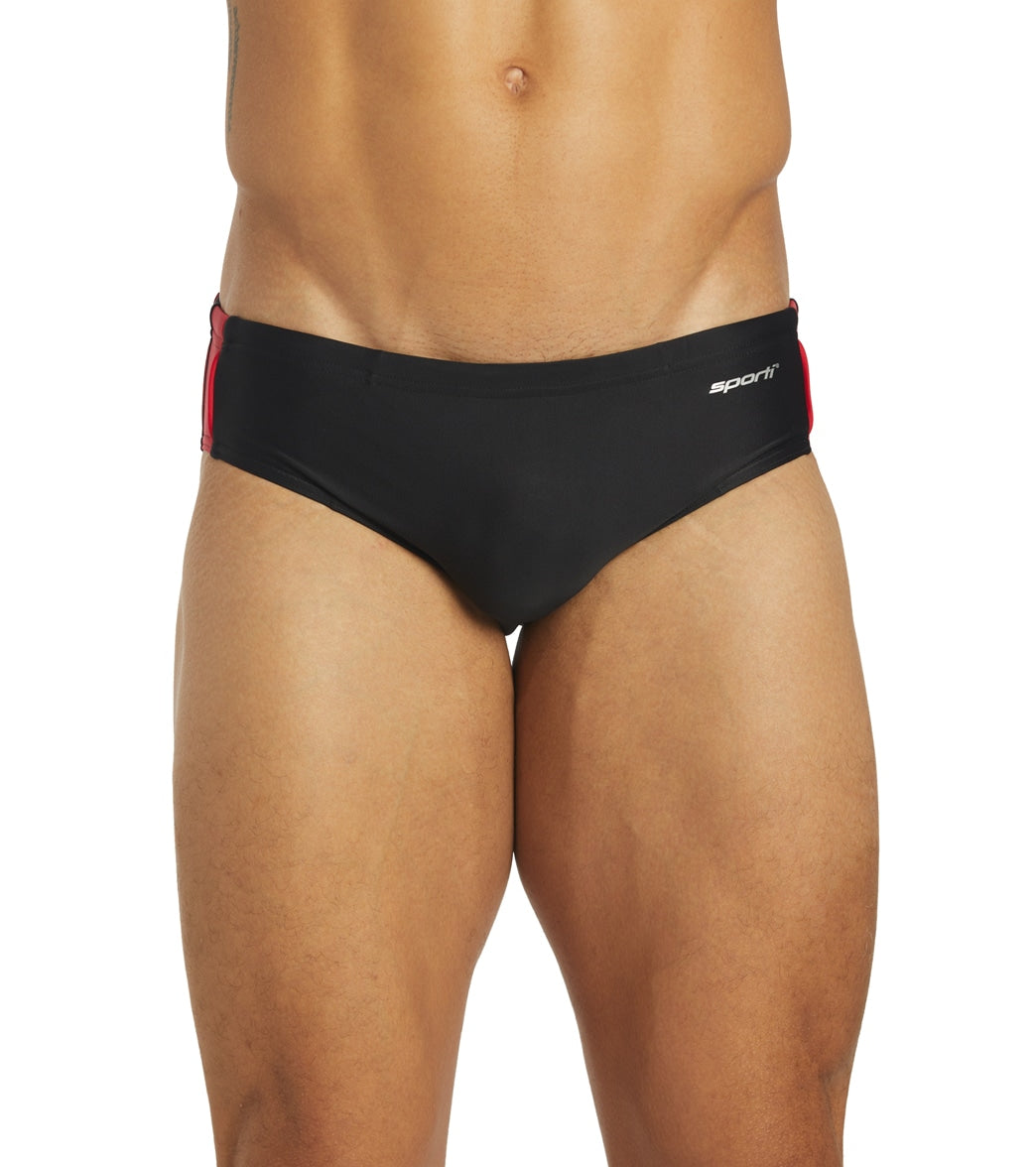 Sporti Piped Splice Brief Swimsuit (22-40) Black/Red