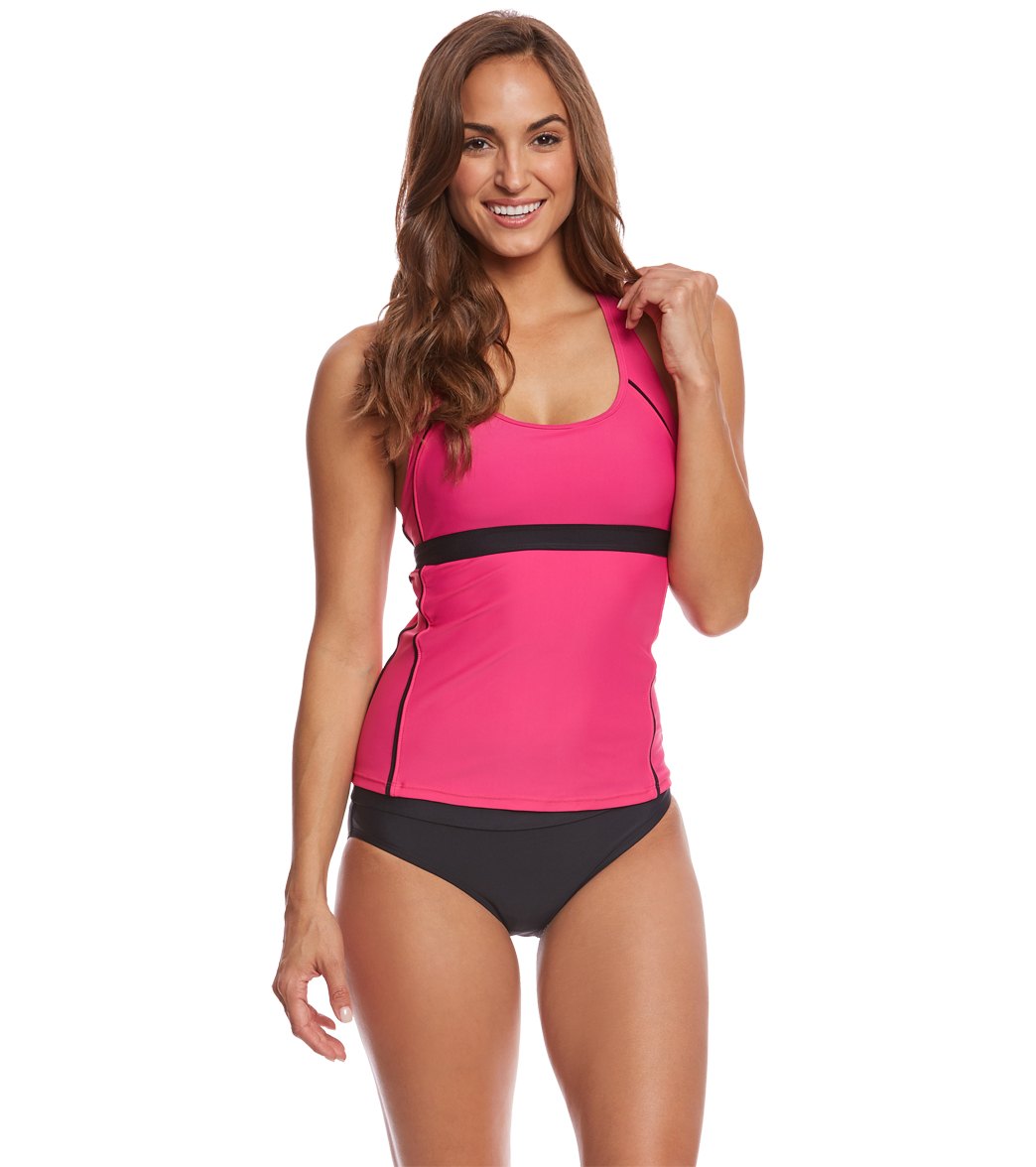 Sporti Active Racerback Solid Tankini Top Pink