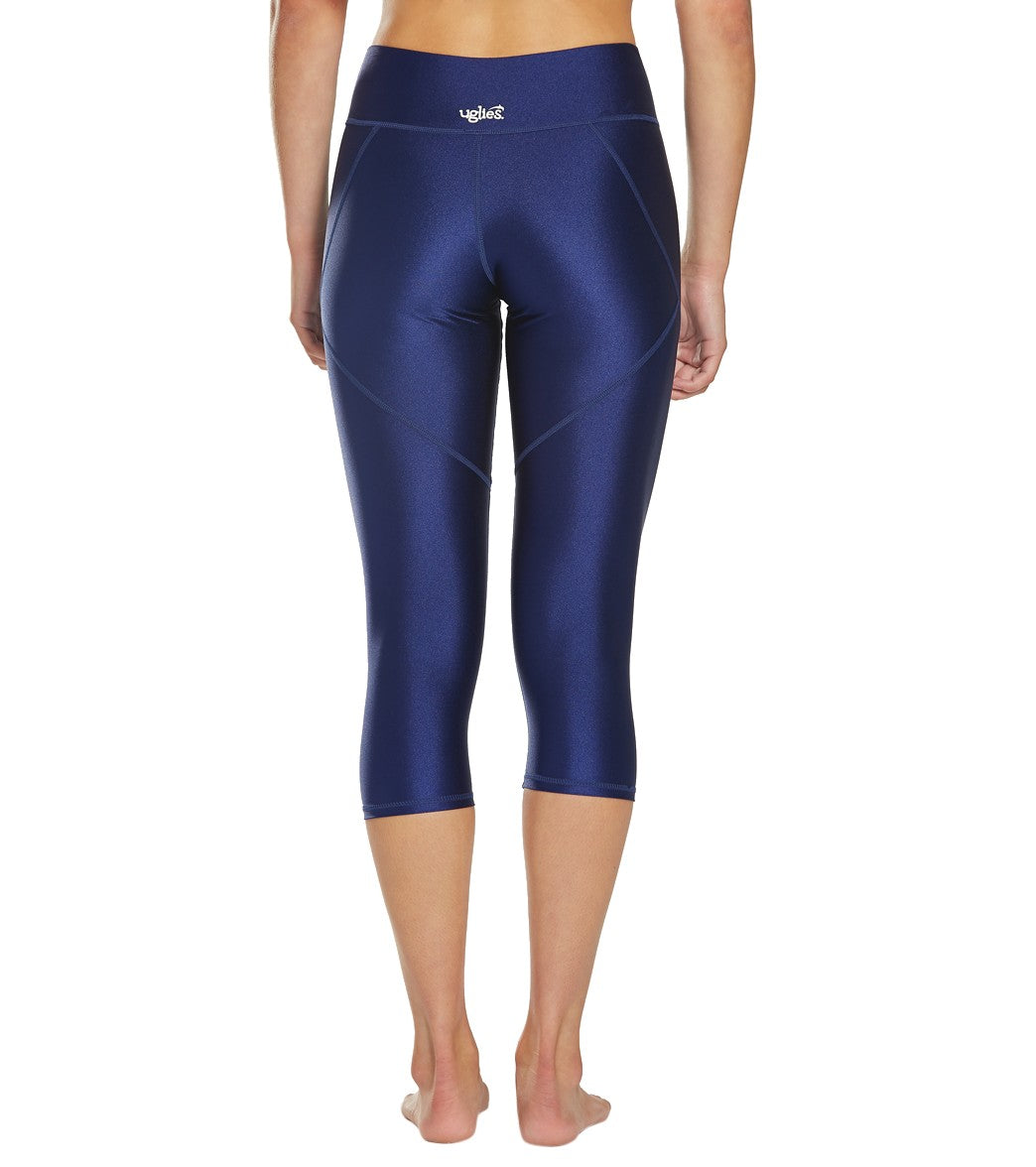 Dolfin Uglies Women's Revibe Solid High-Shine Aqua Capri Pant Indigo