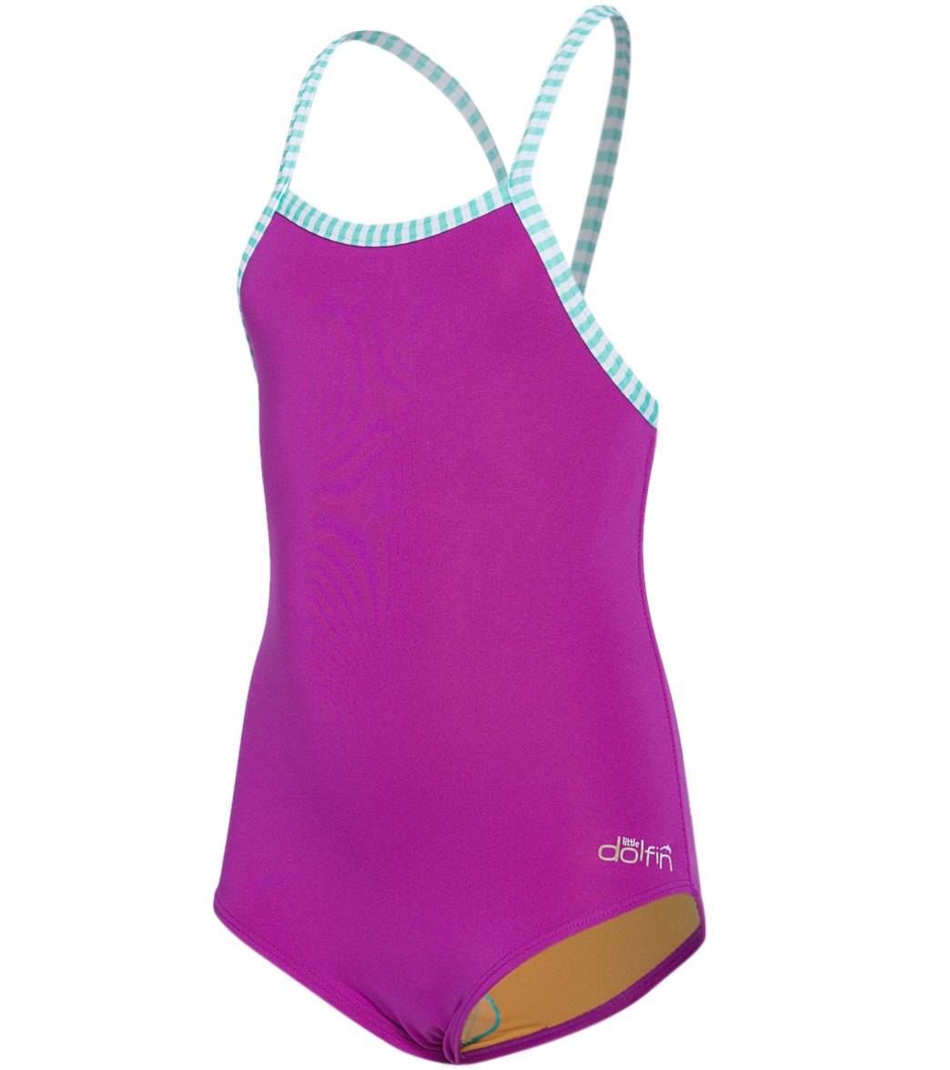 Dolfin Girls' Solid One Piece Swimsuit (Toddler, Little Kid)