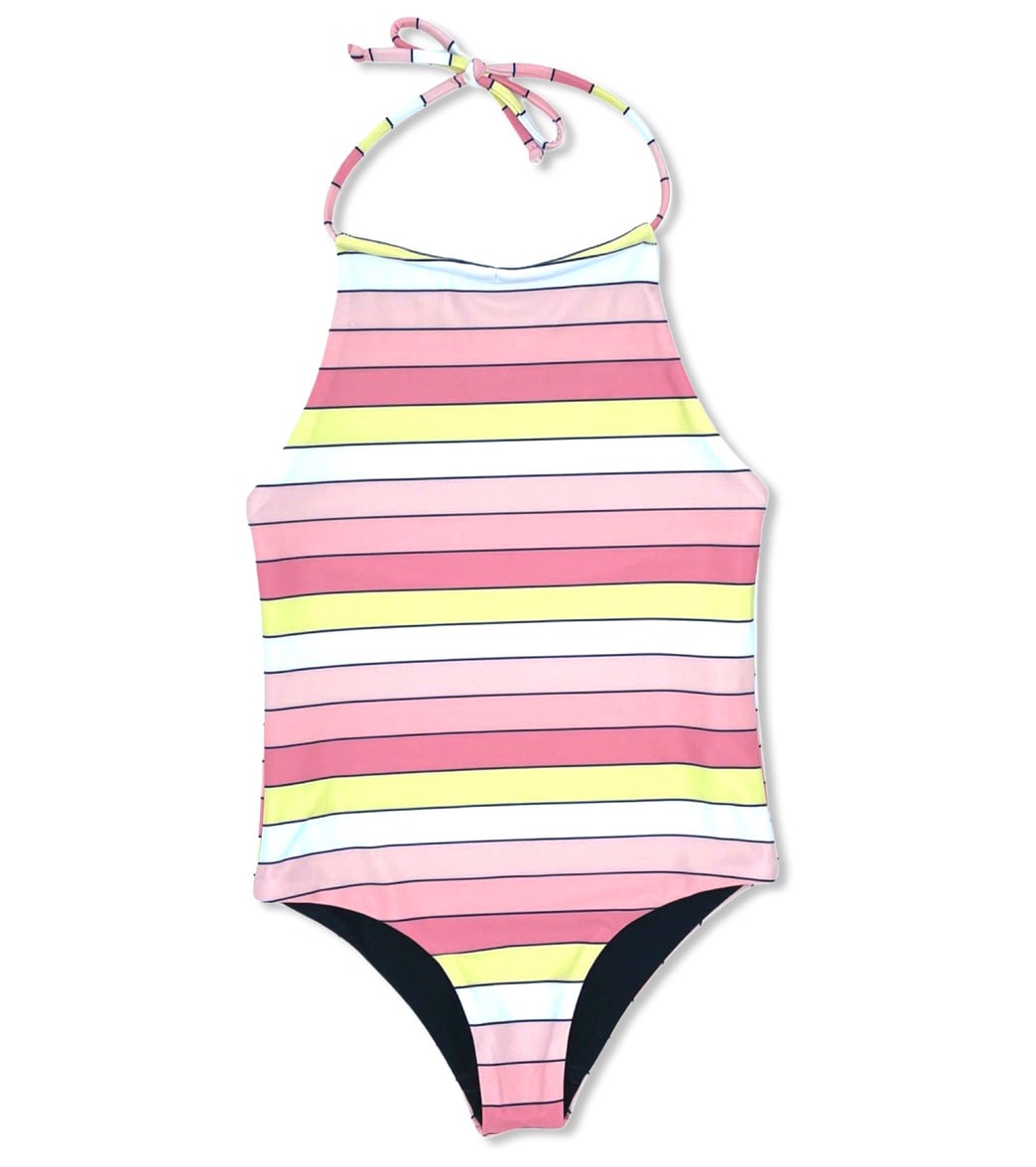 Feather 4 Arrow Girls' Riviera Reversible One Piece Swimsuit (Toddler, Little Kid, Big Kid) Sunset Stripe