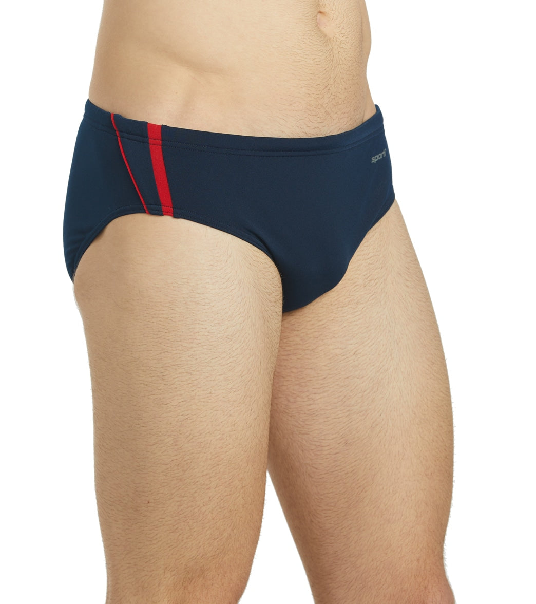 Sporti HydroLast Splice Brief Swimsuit (22-40) Navy/Red