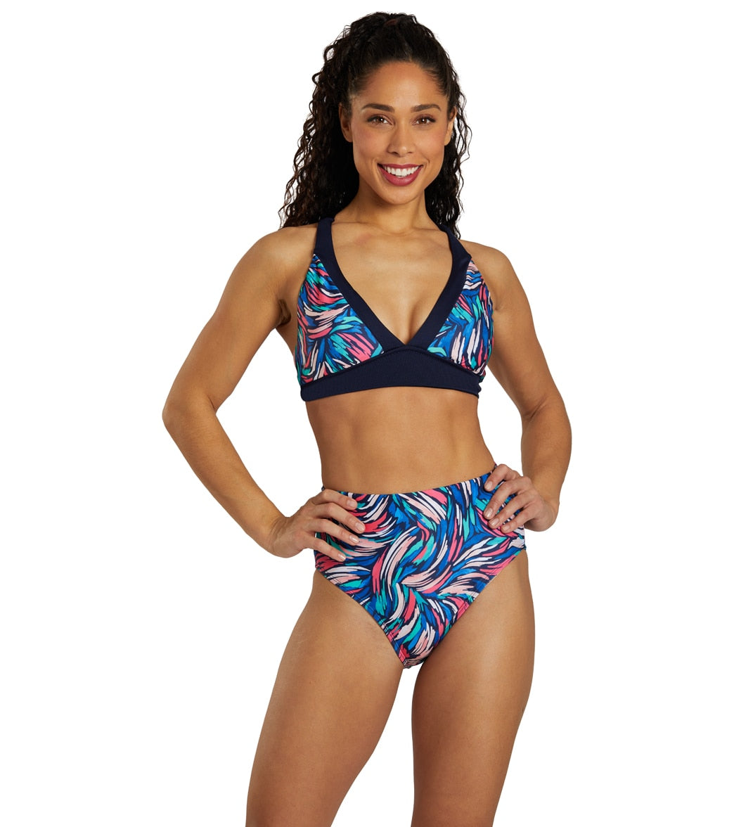 Dolfin Women's Aquashape Print High Waist Contemporary Bikini Bottom