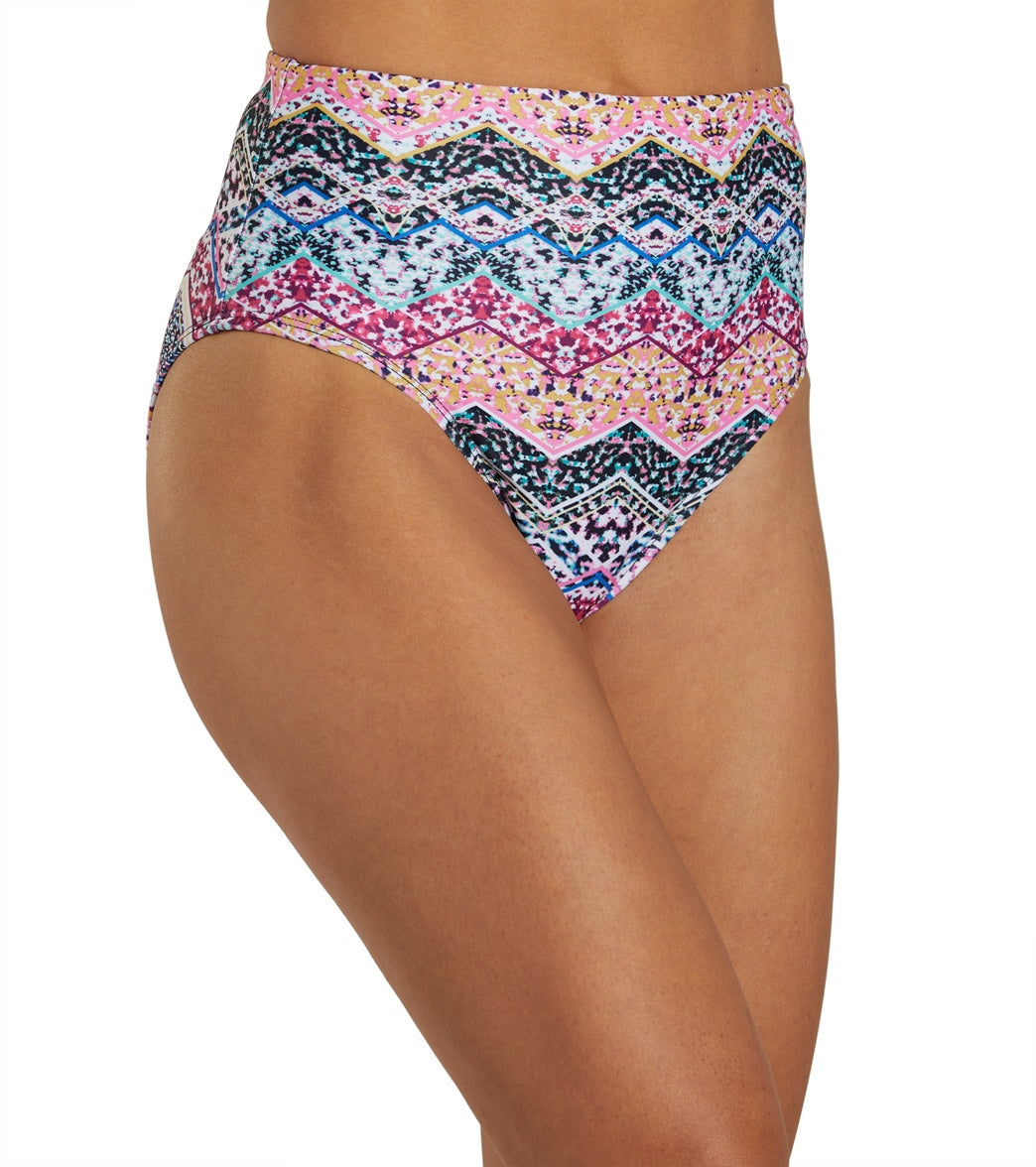 Dolfin Women's Aquashape Print High Waist Contemporary Bikini Bottom