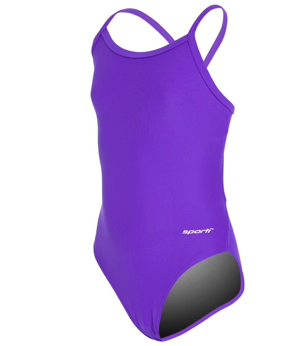 Sporti Solid Thin Strap One Piece Swimsuit Youth (22-28) Purple